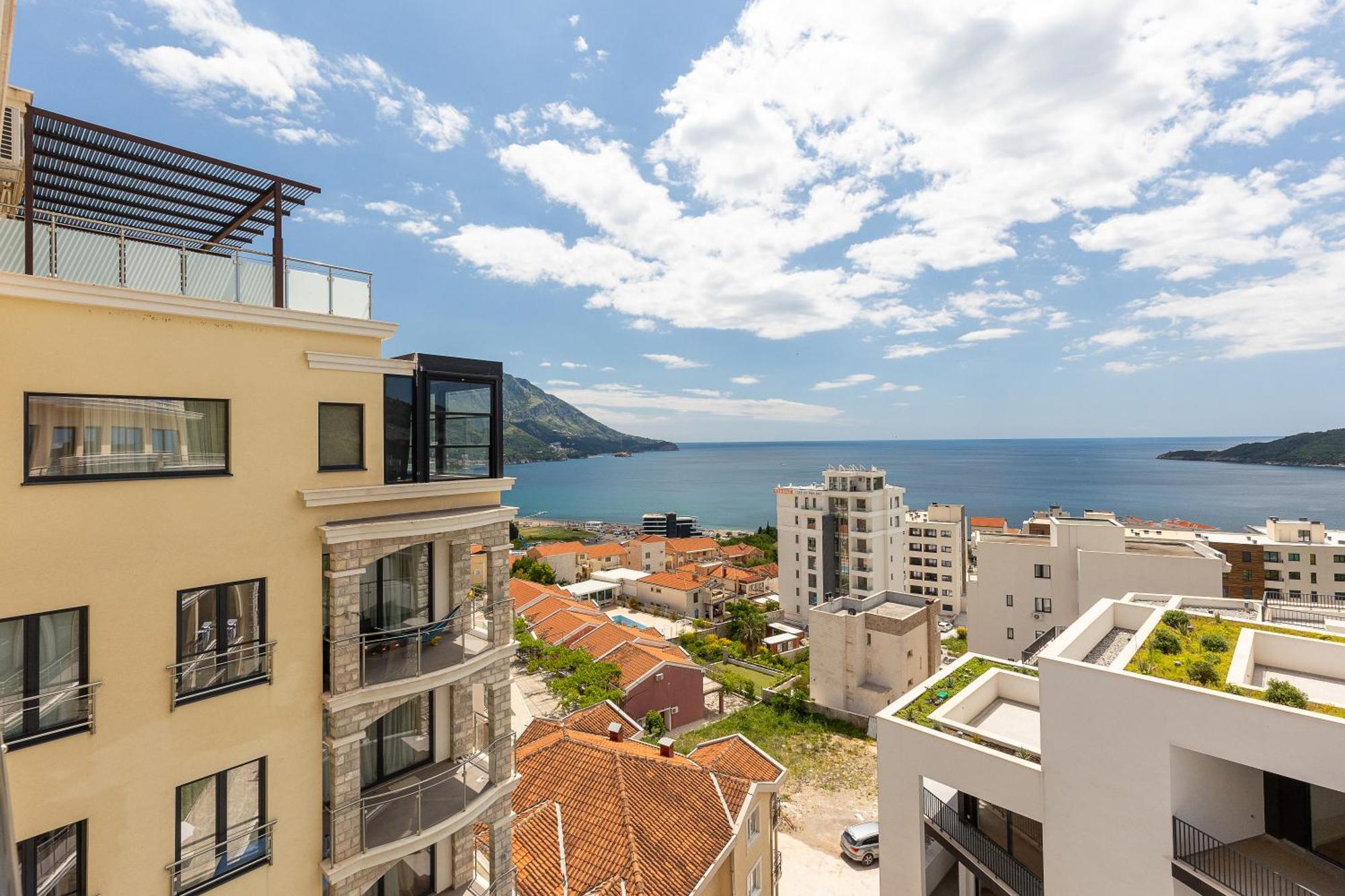 Modern Top Floor Sea View 3Br With Pools, Spa & Fitness Bečići Dış mekan fotoğraf